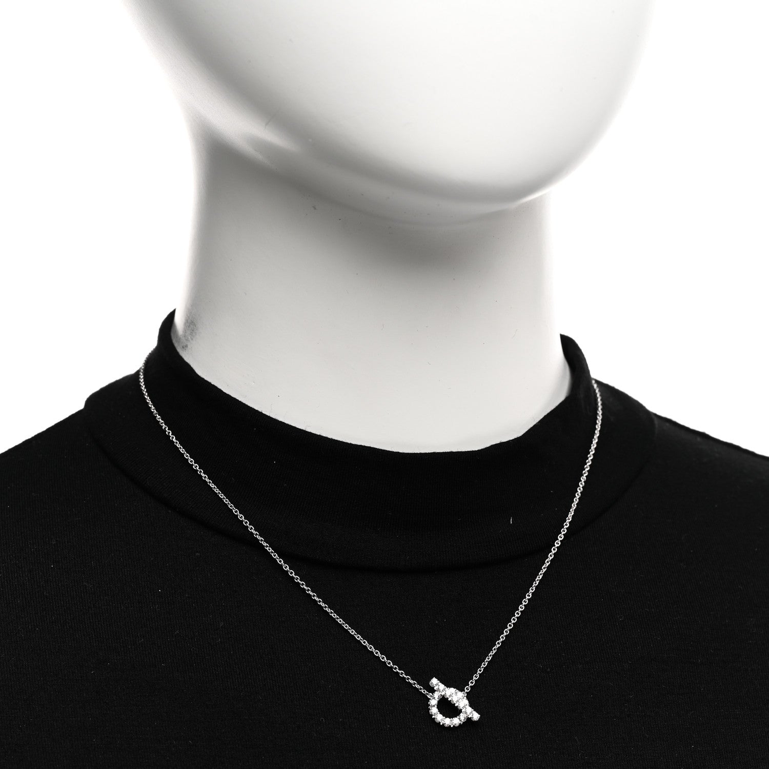 Hermes 18K White Gold Diamond Finesse Pendant Necklace 2 of 6