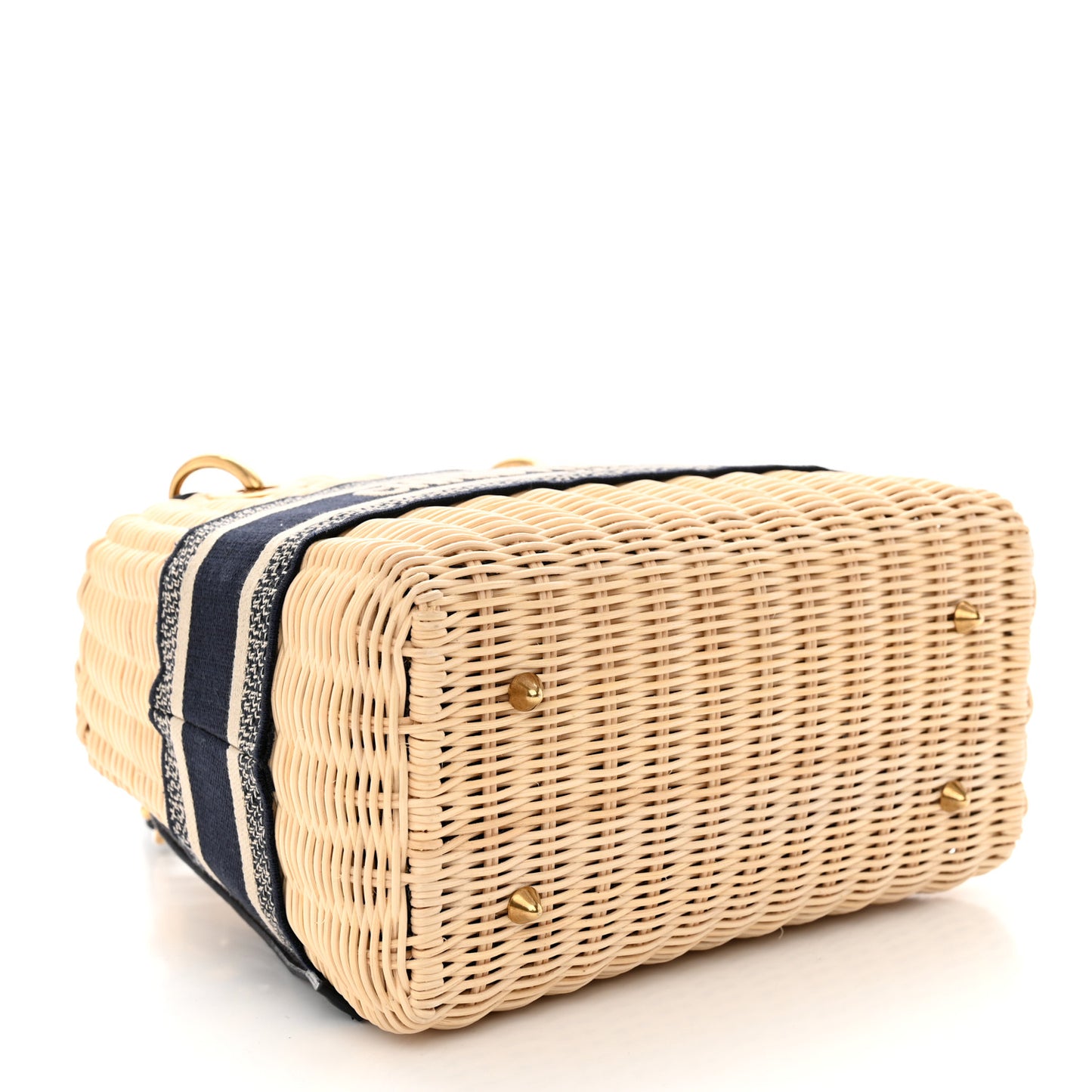 Wicker Oblique Medium Lady Dior Bag Blue