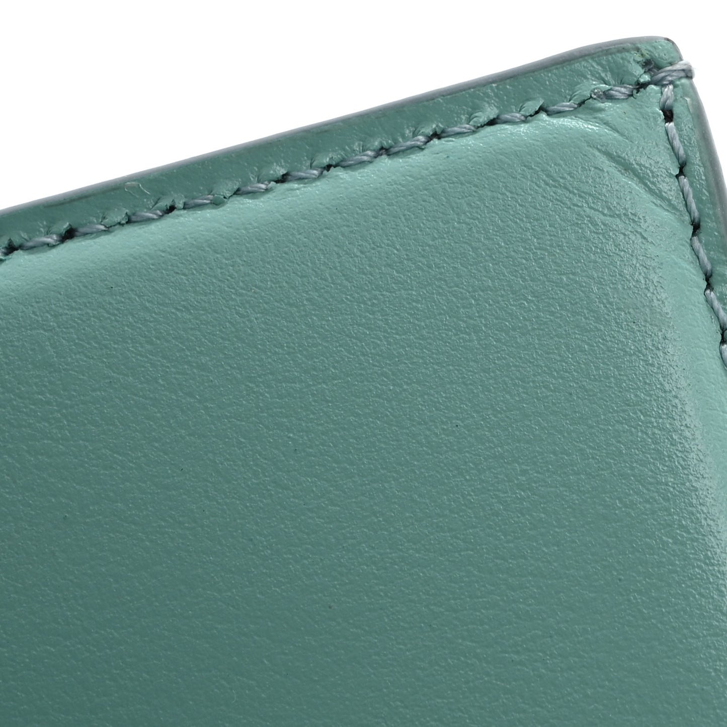 Calfskin Crocodile Embossed Bi-Fold Card Case Pastel Turquoise