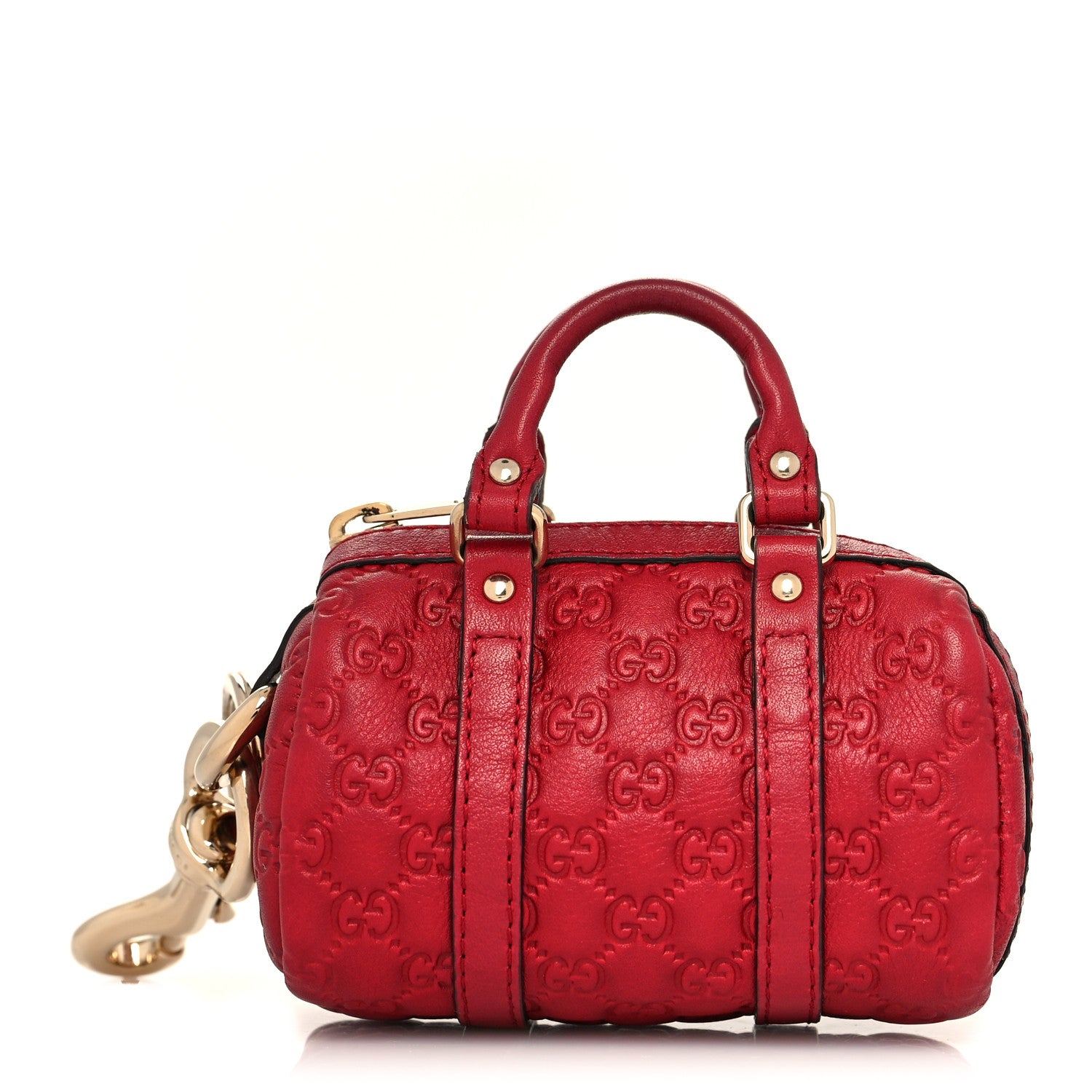 Gucci Guccissima Mini Boston Bag Charm Raspberry Red 1 of 10