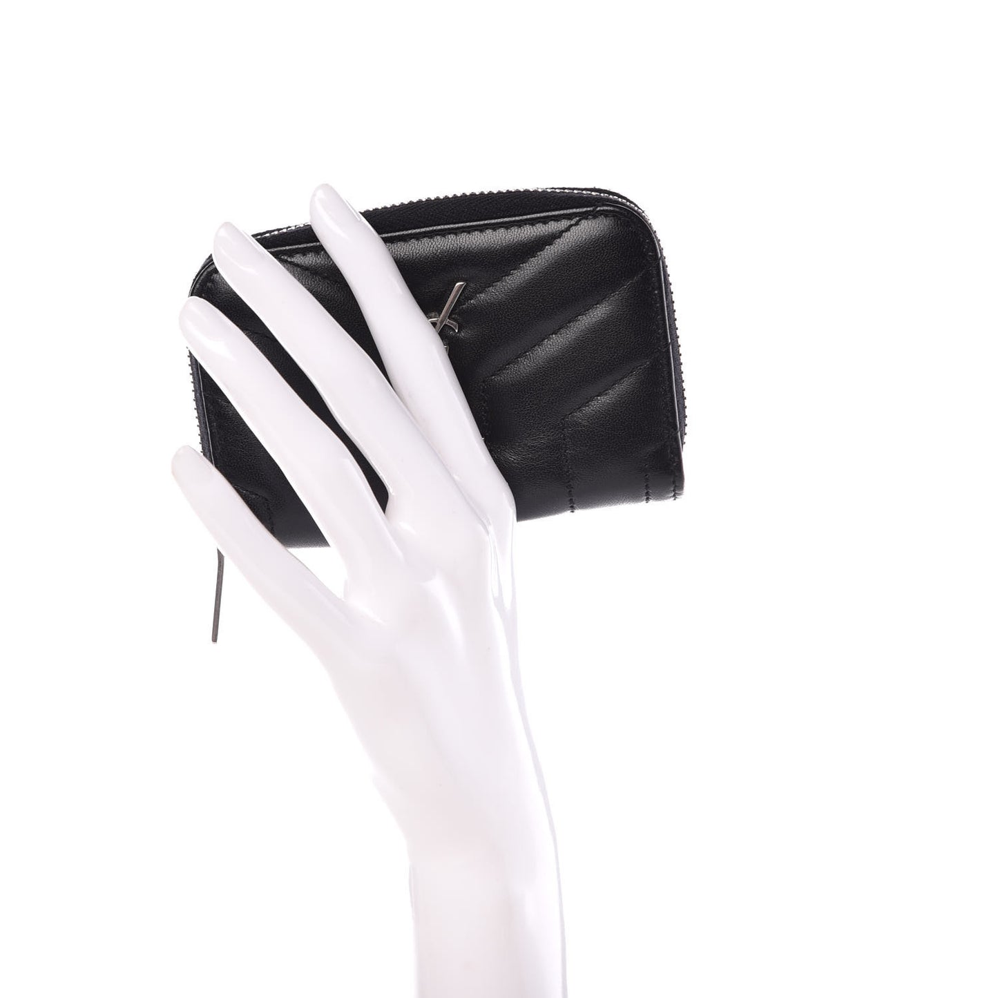 Lambskin Y Quilted Monogram LouLou Zip Coin Purse Black