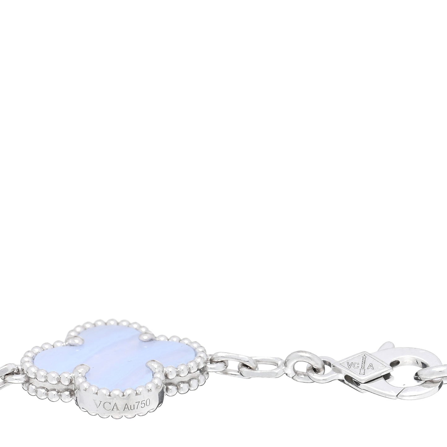 18K White Gold Chalcedony 5 Motifs Vintage Alhambra Bracelet