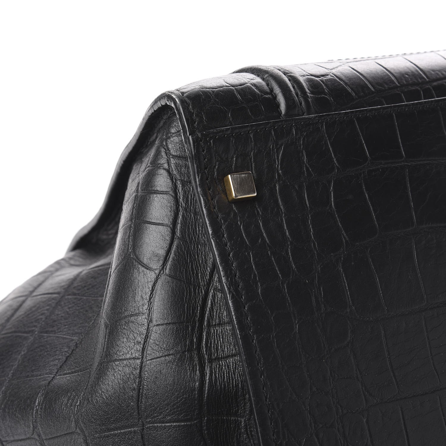 Celine Crocodile Embossed Calfskin Large Phantom Luggage Black 8 of 11