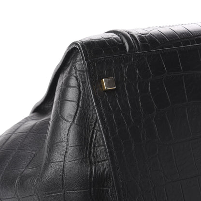 Celine Crocodile Embossed Calfskin Large Phantom Luggage Black 8 of 11