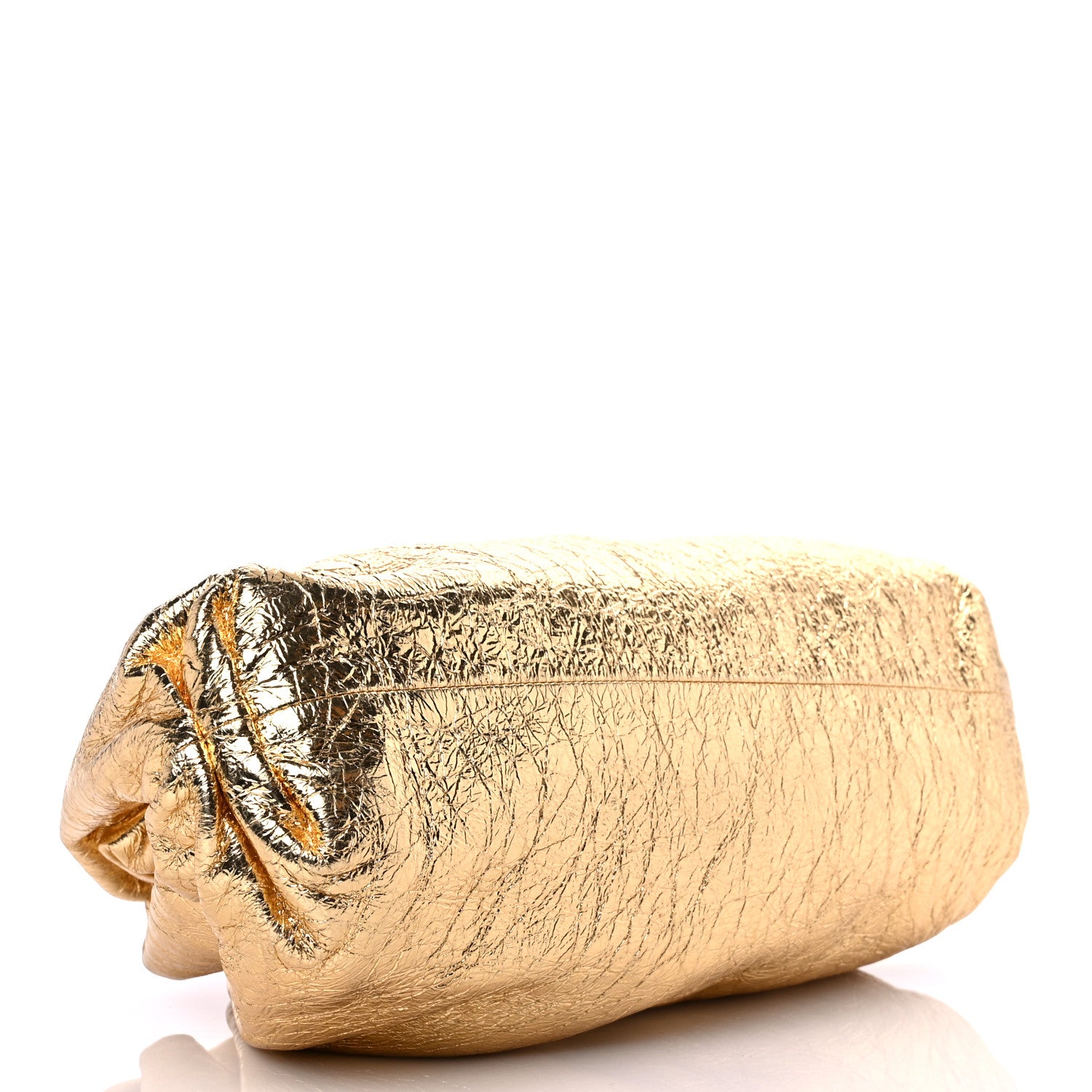 Bottega Veneta Metallic Crinkled Lambskin The Pouch Oversized Clutch Oro 5 of 13