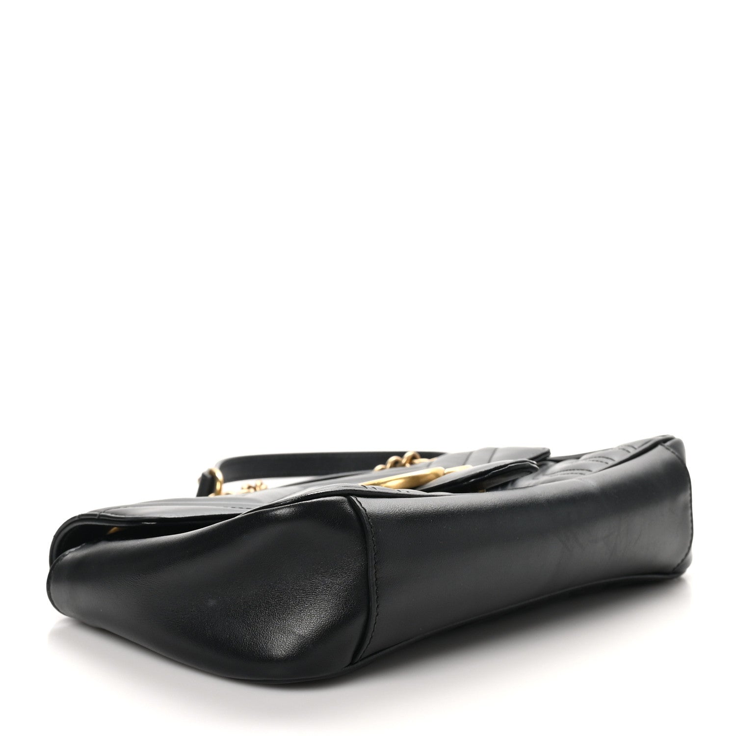 Gucci Calfskin Matelasse Small GG Marmont Shoulder Bag Black 4 of 10