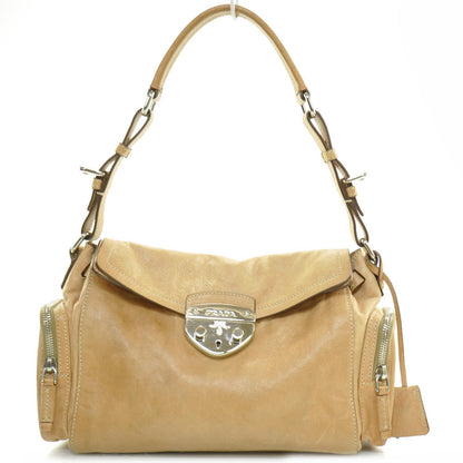 Prada Leather Antic Easy A Foldover Pushlock Flap Shoulder Bag Naturale 1 of 11