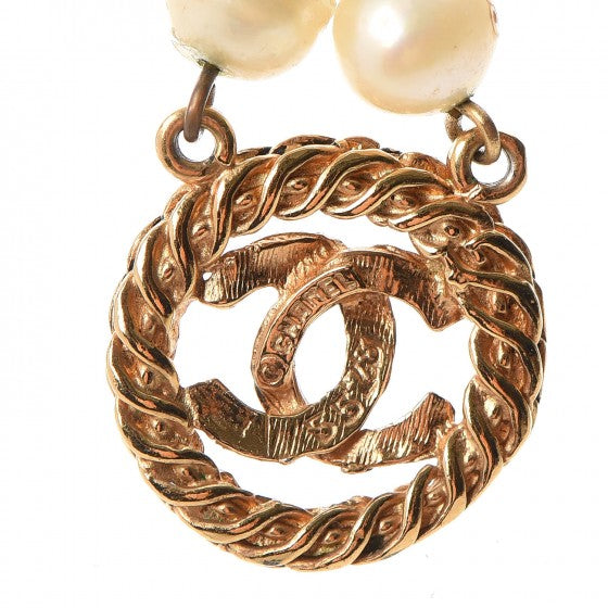 Chanel Pearl CC Pendant Necklace Gold 5 of 8