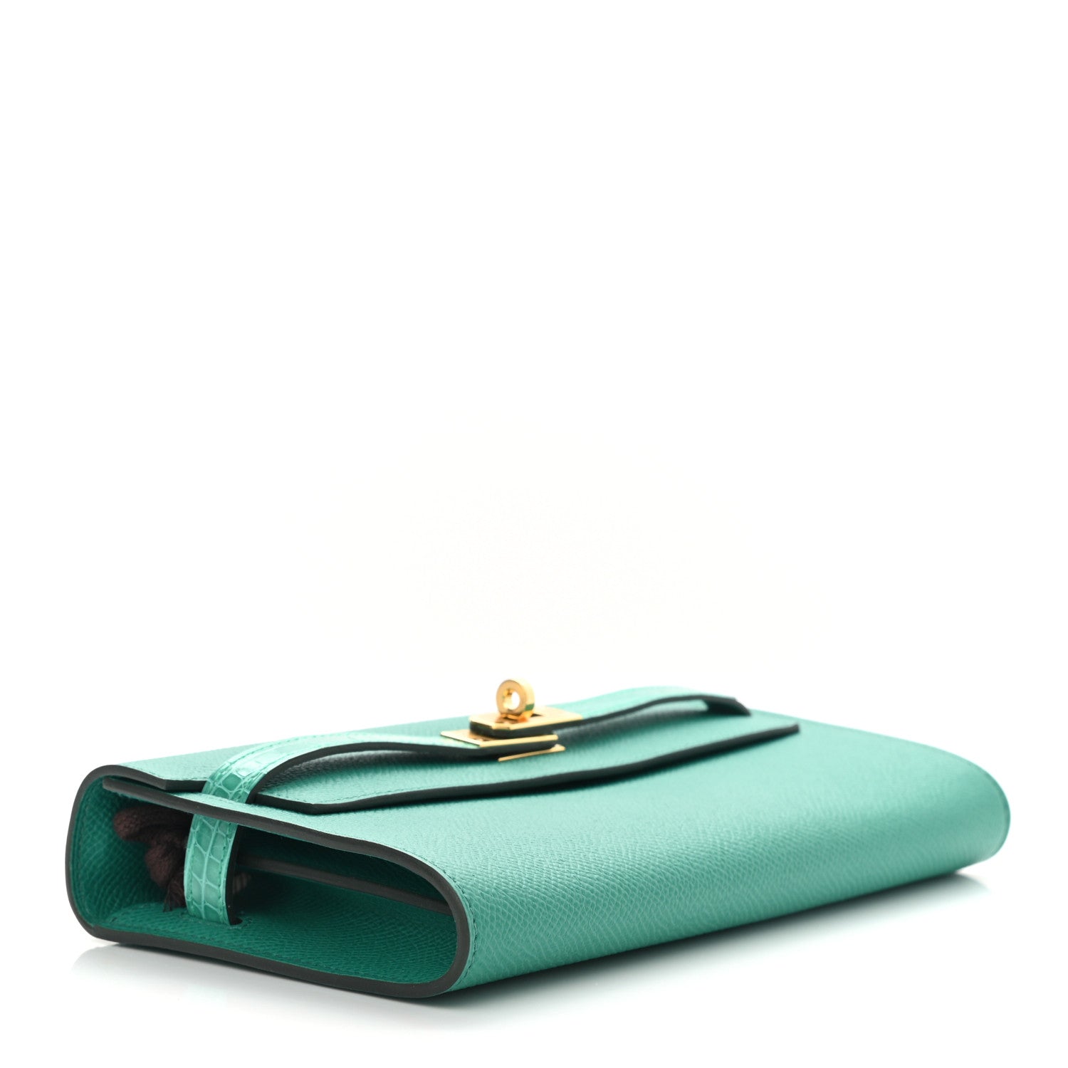 Hermes Epsom Shiny Alligator Touch Kelly Wallet To Go Vert Jade 4 of 8