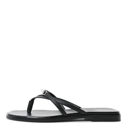 Hermes Calfskin Miss Sandals 37 Black 2 of 17