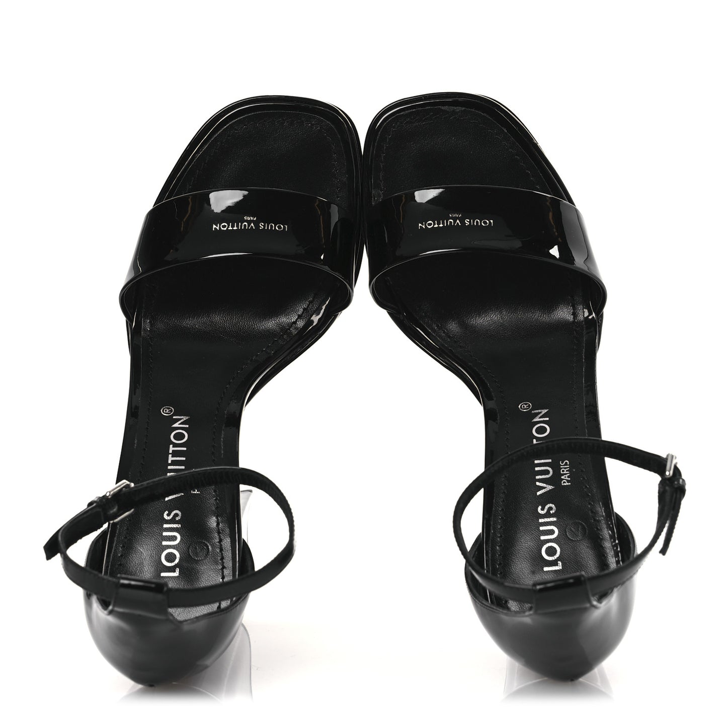 Patent Calfskin Fame Platform Sandal 39 Black