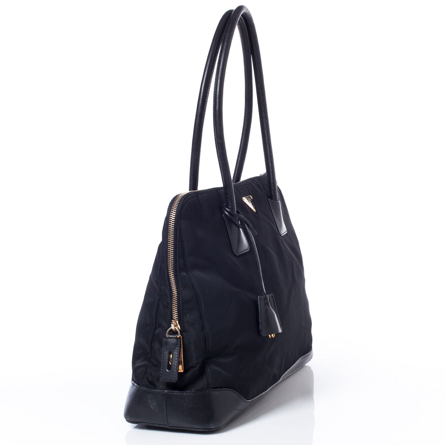 Tessuto Nylon Leather Large Tote Black