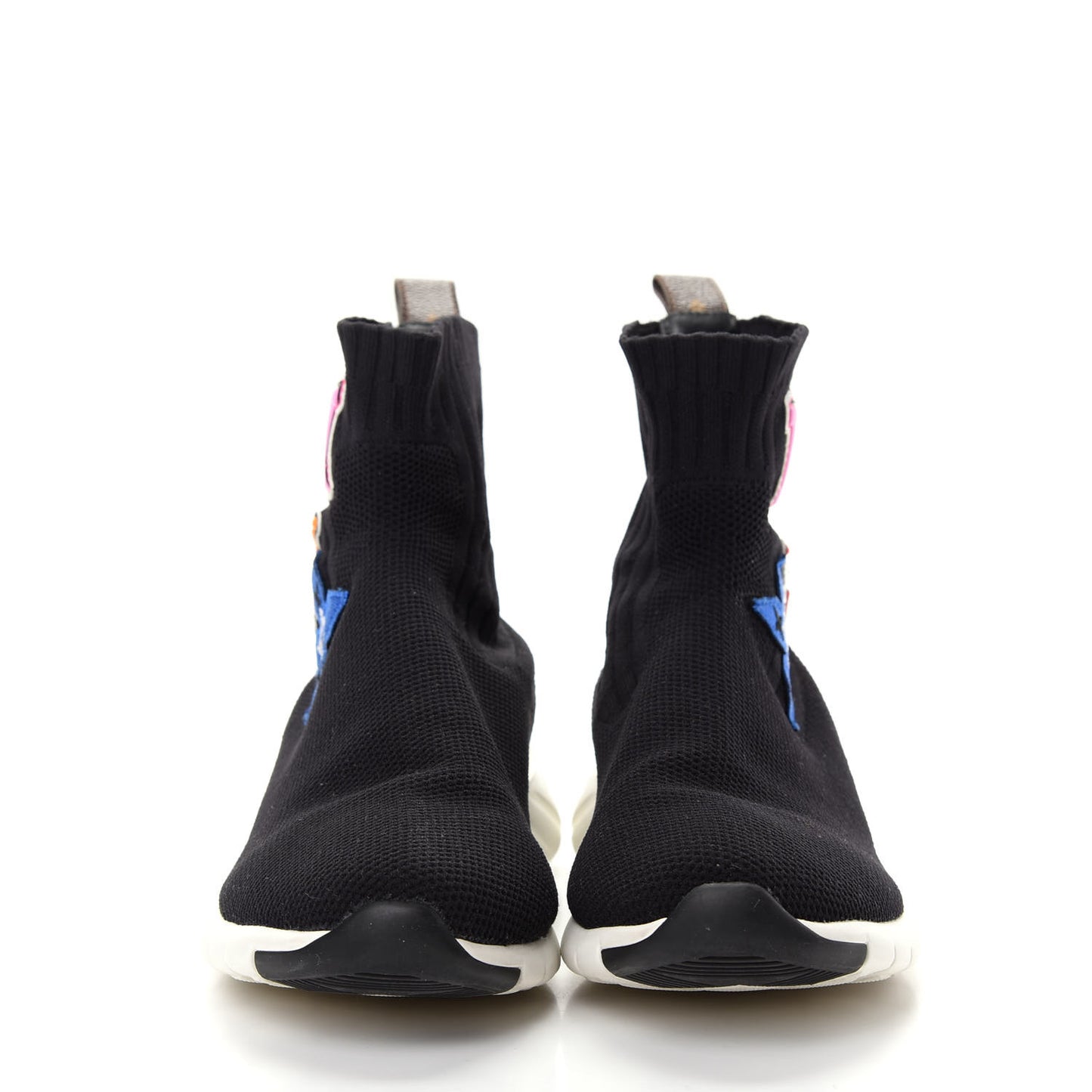 Stretch Fabric LV Black Heart Sock Sneaker 37.5 Black