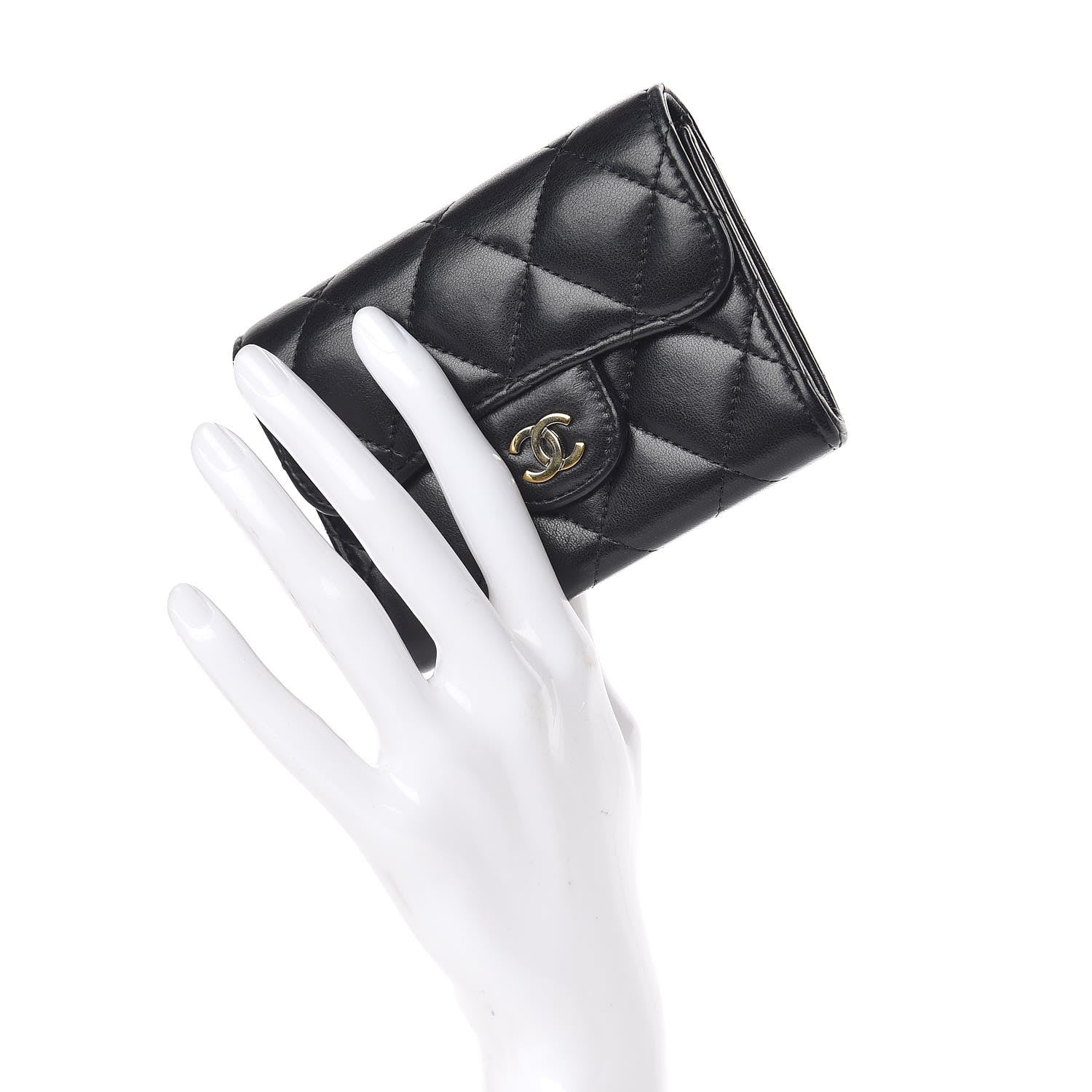 Chanel Lambskin Quilted Flap Card Holder Wallet Black 2 of 18