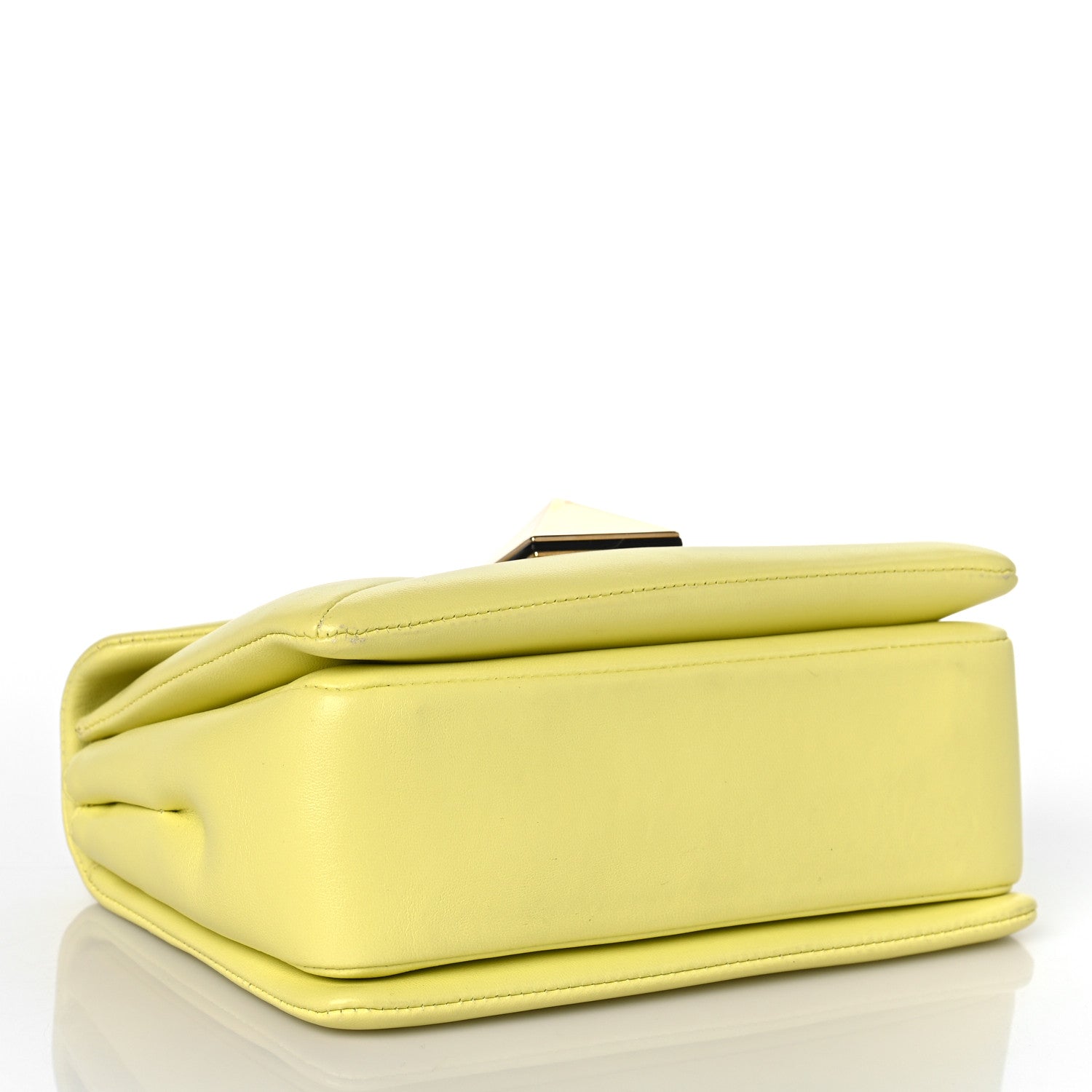 Valentino Garavani Nappa One Stud Chain Clutch Pale Yellow 4 of 9