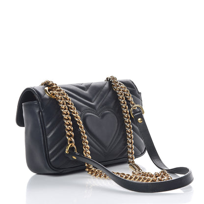 Gucci Calfskin Matelasse Mini GG Marmont Shoulder Bag Black 3 of 15