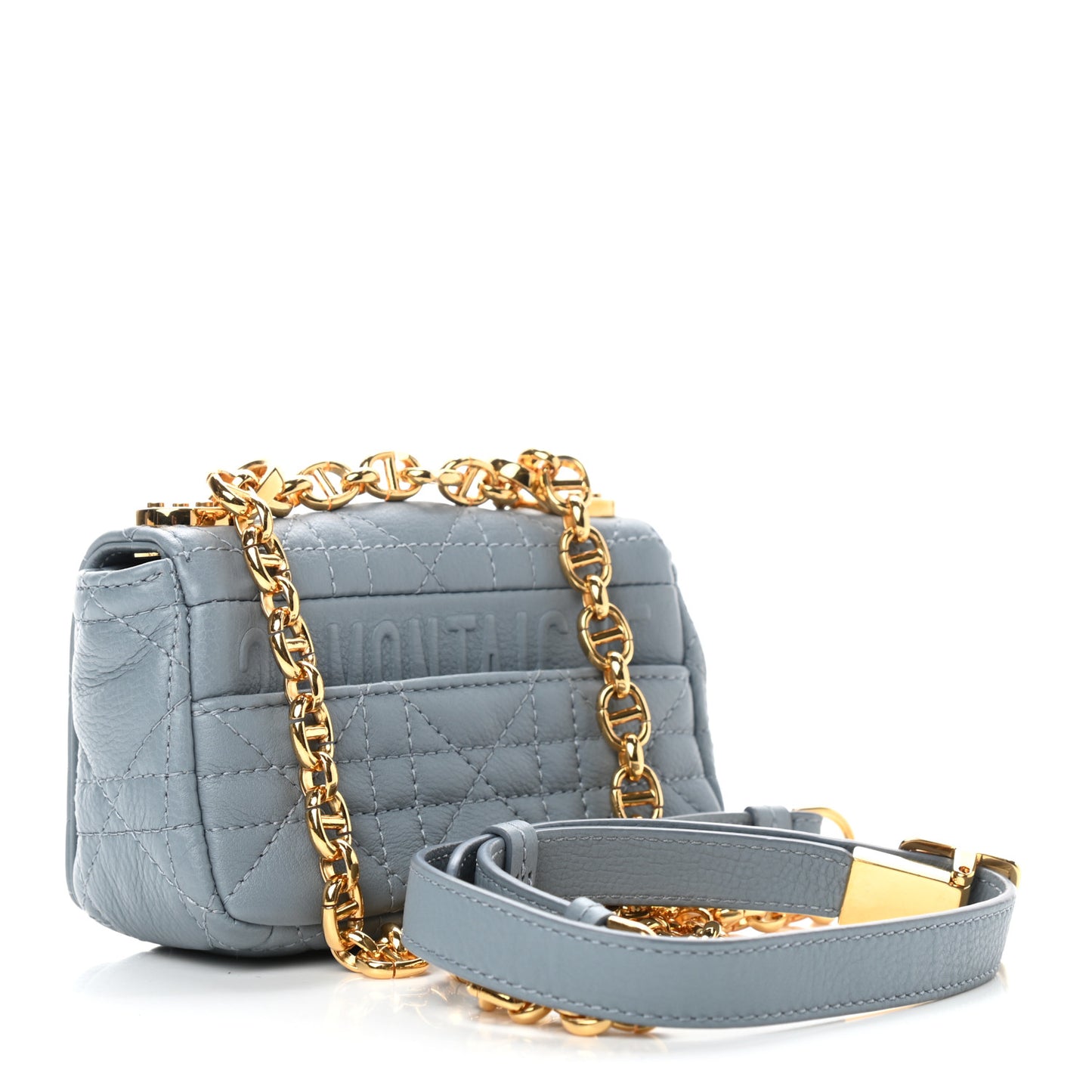 Supple Calfskin Cannage Micro Caro Bag Cloud Blue