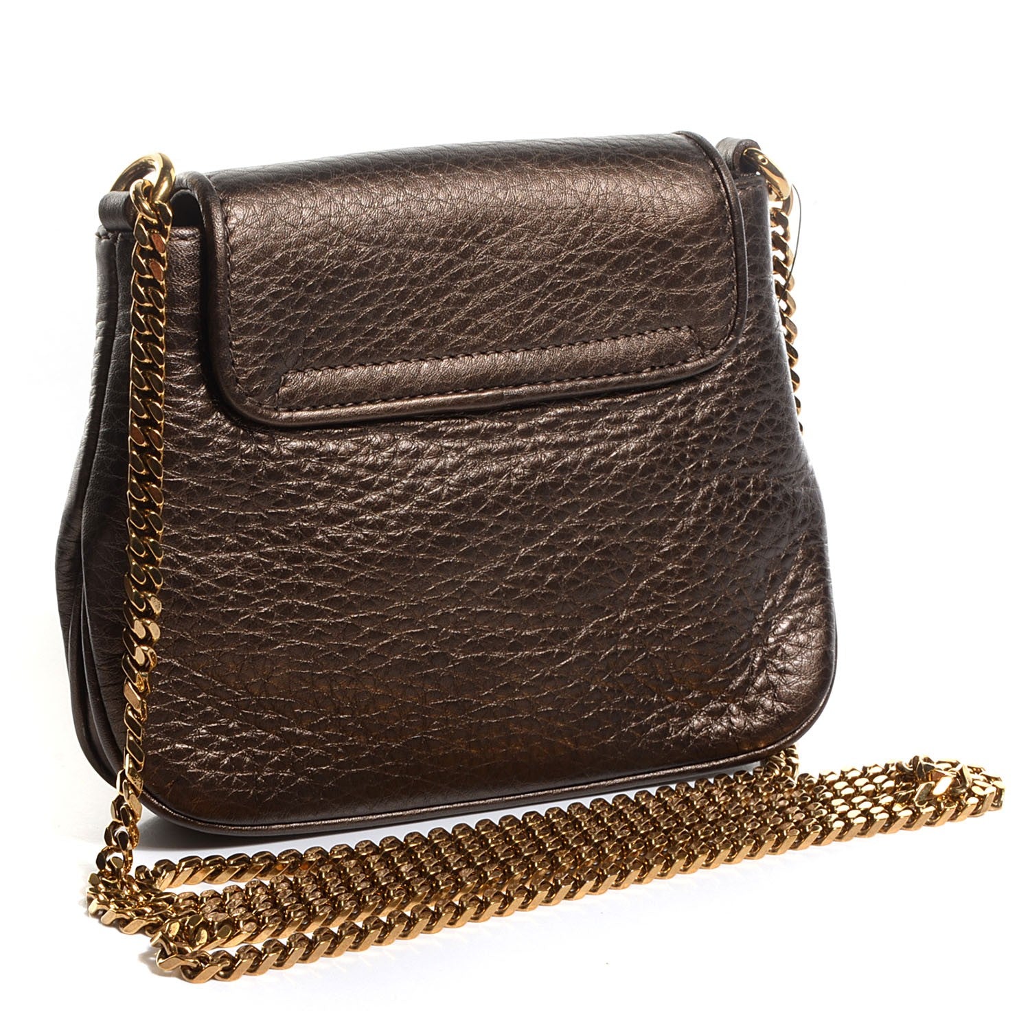 Gucci Metallic Pebbled Calfskin Small 1973 Chain Shoulder Bag Winter Leaf 3 of 9