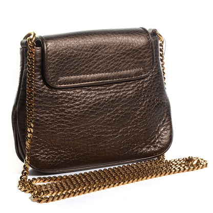 Gucci Metallic Pebbled Calfskin Small 1973 Chain Shoulder Bag Winter Leaf 3 of 9