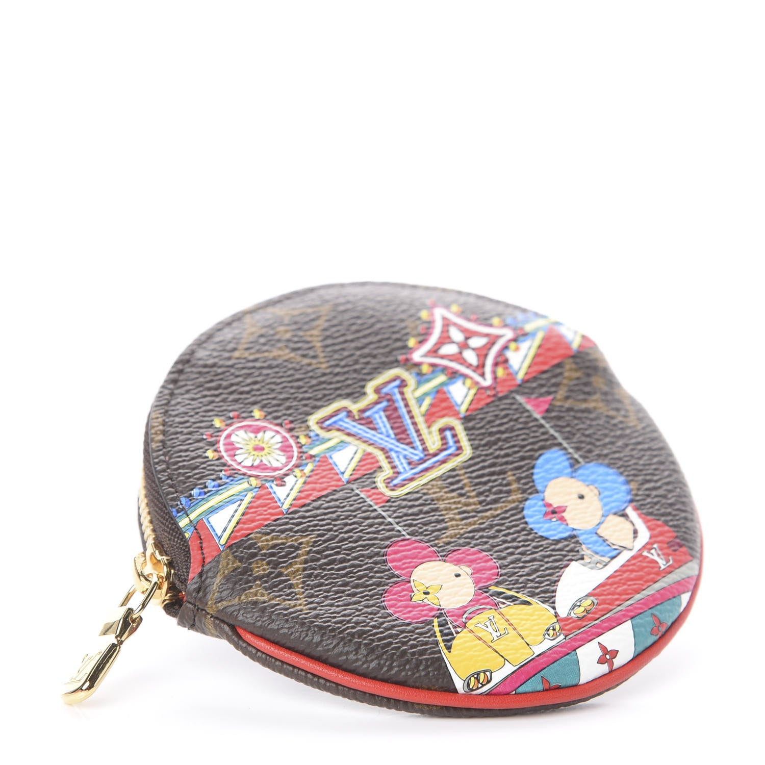 Louis Vuitton Monogram 2020 Christmas Animation Bumper Cars Round Coin Purse Coquelicot 3 of 5