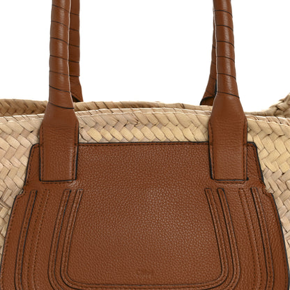 Chloe Raffia Small Grain Calfskin Medium Marcie Basket Tan 8 of 12