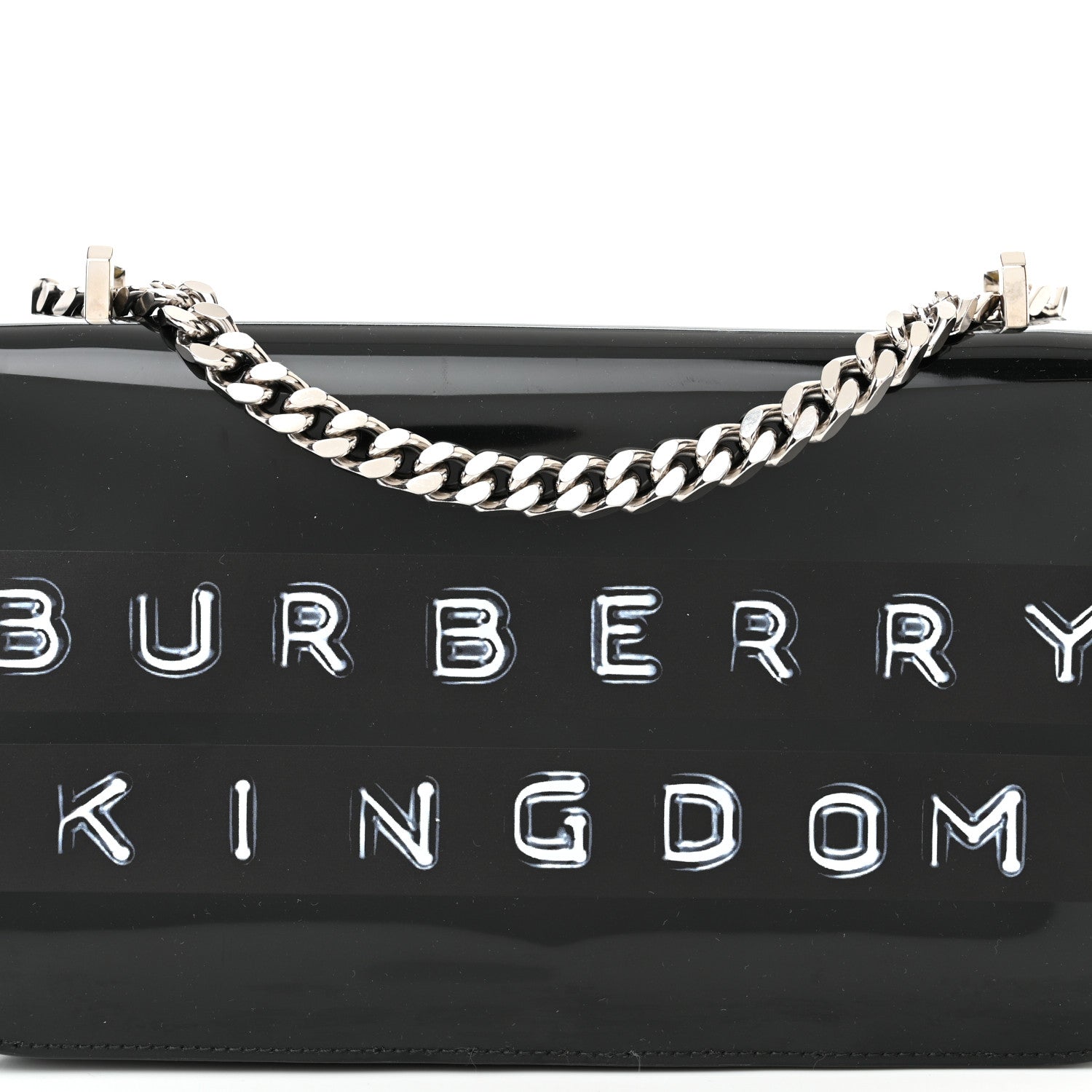 Burberry Patent Kingdom Flap Crossbody Black 7 of 12