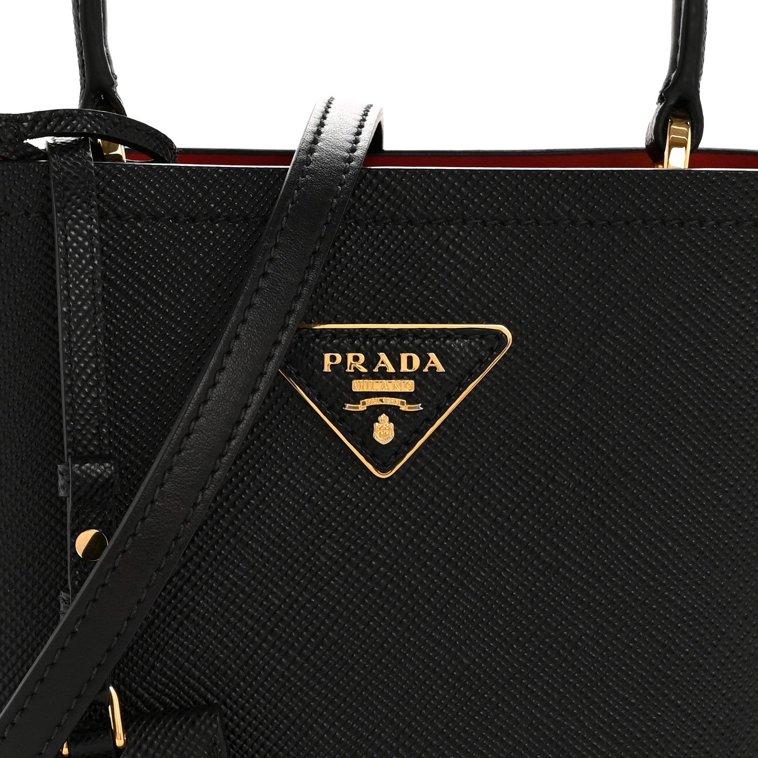 Prada Saffiano Cuir Small Panier Bucket Bag Black Fuoco 8 of 11