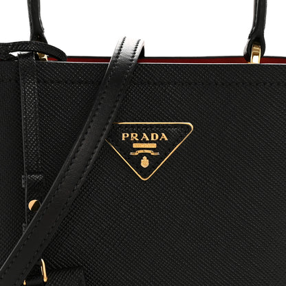 Prada Saffiano Cuir Small Panier Bucket Bag Black Fuoco 8 of 11