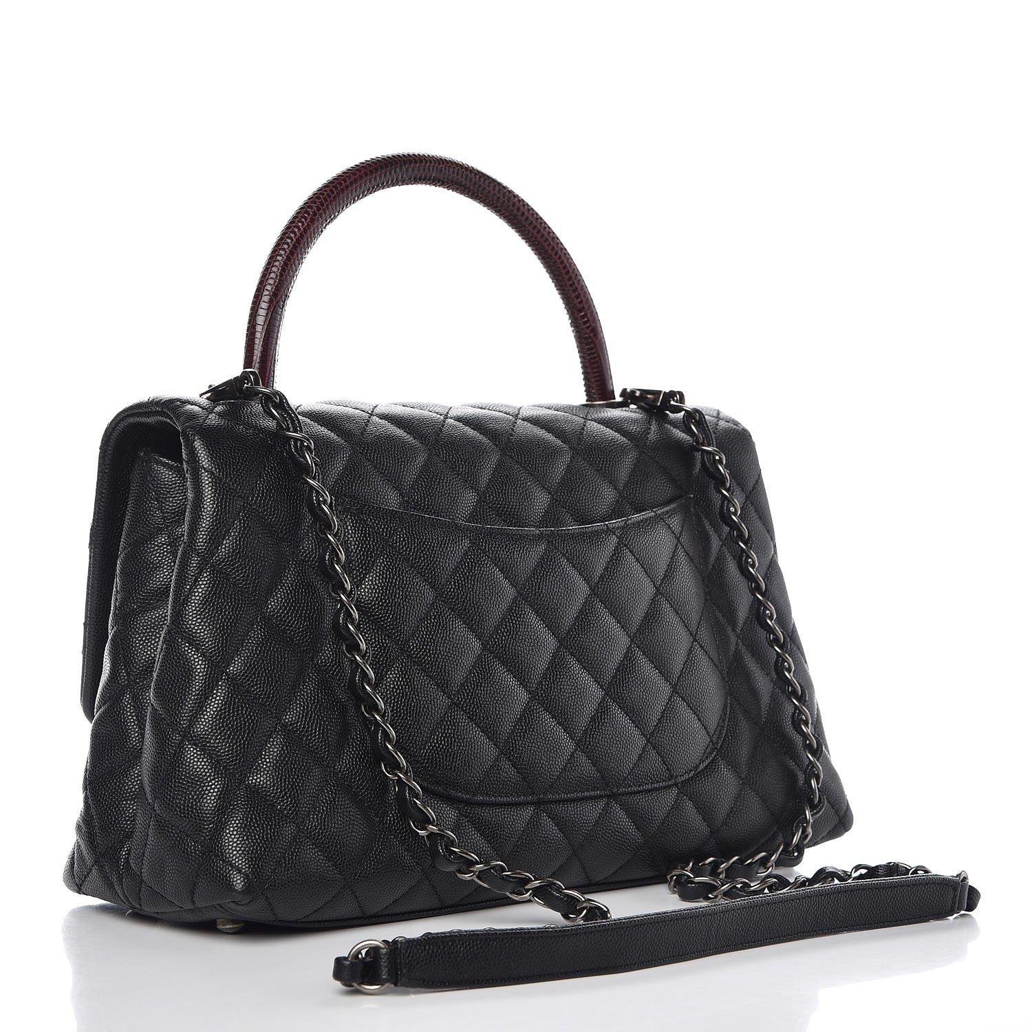 Chanel Caviar Lizard Quilted Small Coco Handle Flap Black 3 of 11