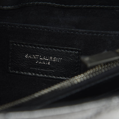 Saint Laurent Metallic Calfskin Y Quilted Monogram Small Loulou Chain Satchel Acciaio 6 of 13