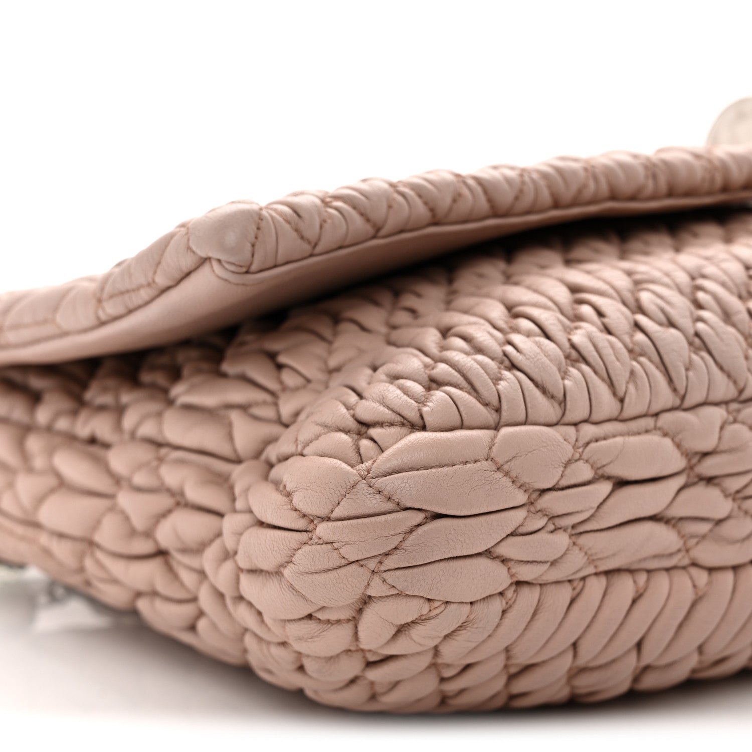 Miu Miu Nappa Matelasse Crystal Flap Clutch Cammeo 9 of 11