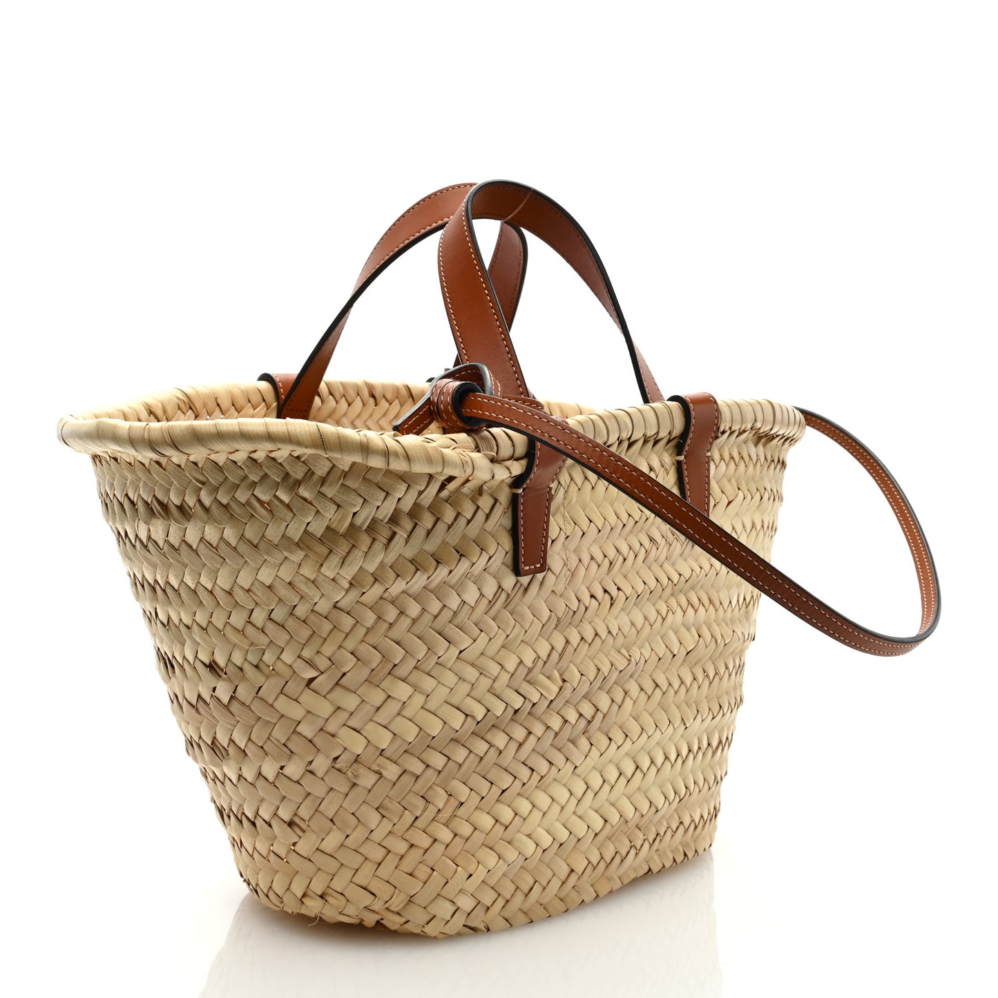 Raffia Calfskin Triomphe Teen Panier Tan