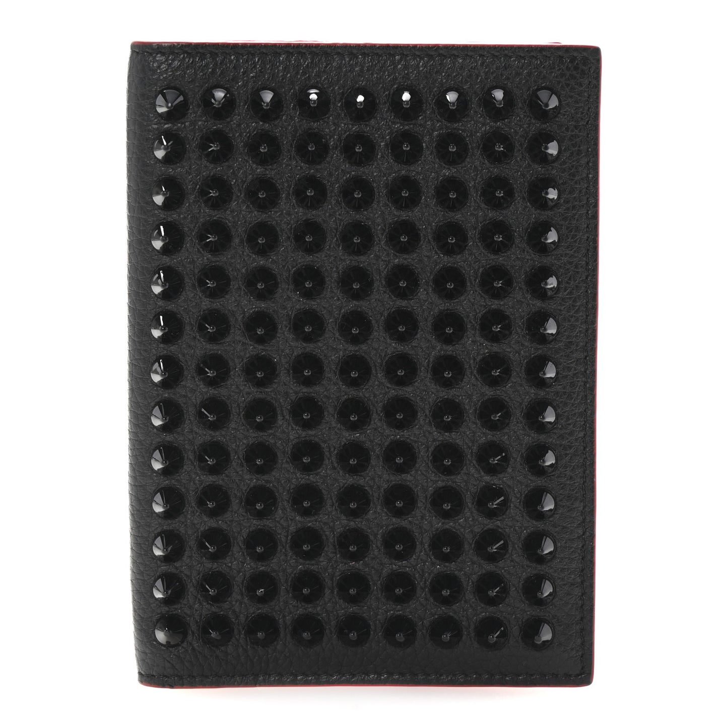 Calfskin Studded Loubipass Passport Holder Black