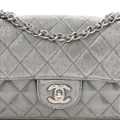 Chanel Metallic Calfskin Quilted Pixel Effect Mini Rectangular Flap Dark Silver 8 of 13