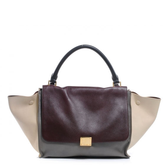 Calfskin Tri-Color Trapeze Burgundy