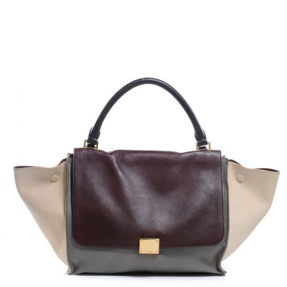 Celine Calfskin Tri-Color Trapeze Burgundy 1 of 7
