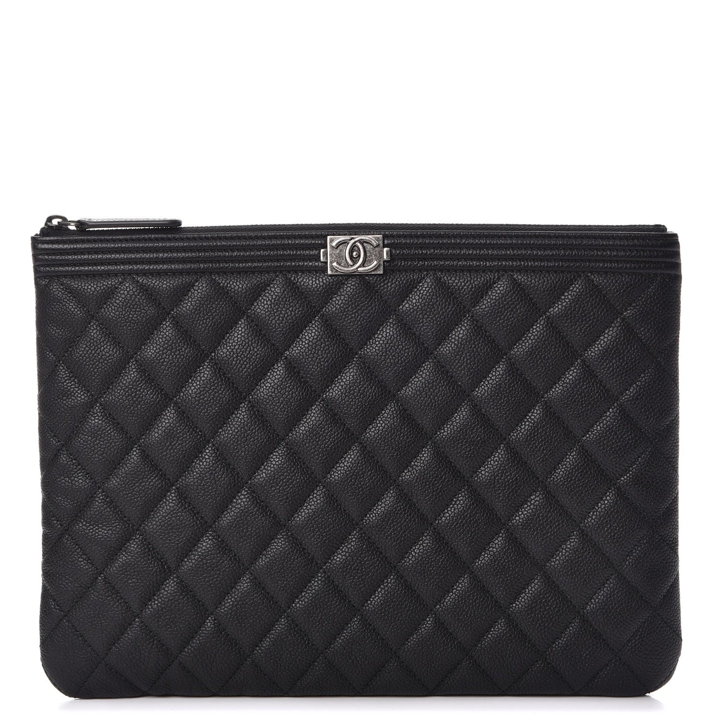 Caviar Quilted Medium Boy Cosmetic Case Black
