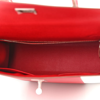 Hermes Epsom Flag Kelly Sellier 35 Rouge Casaque White 5 of 10