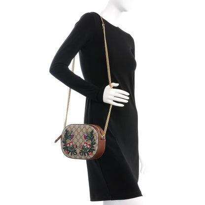 Gucci GG Supreme Monogram Floral Embroidered Mini Chain Shoulder Bag Beige Tuscany 2 of 7