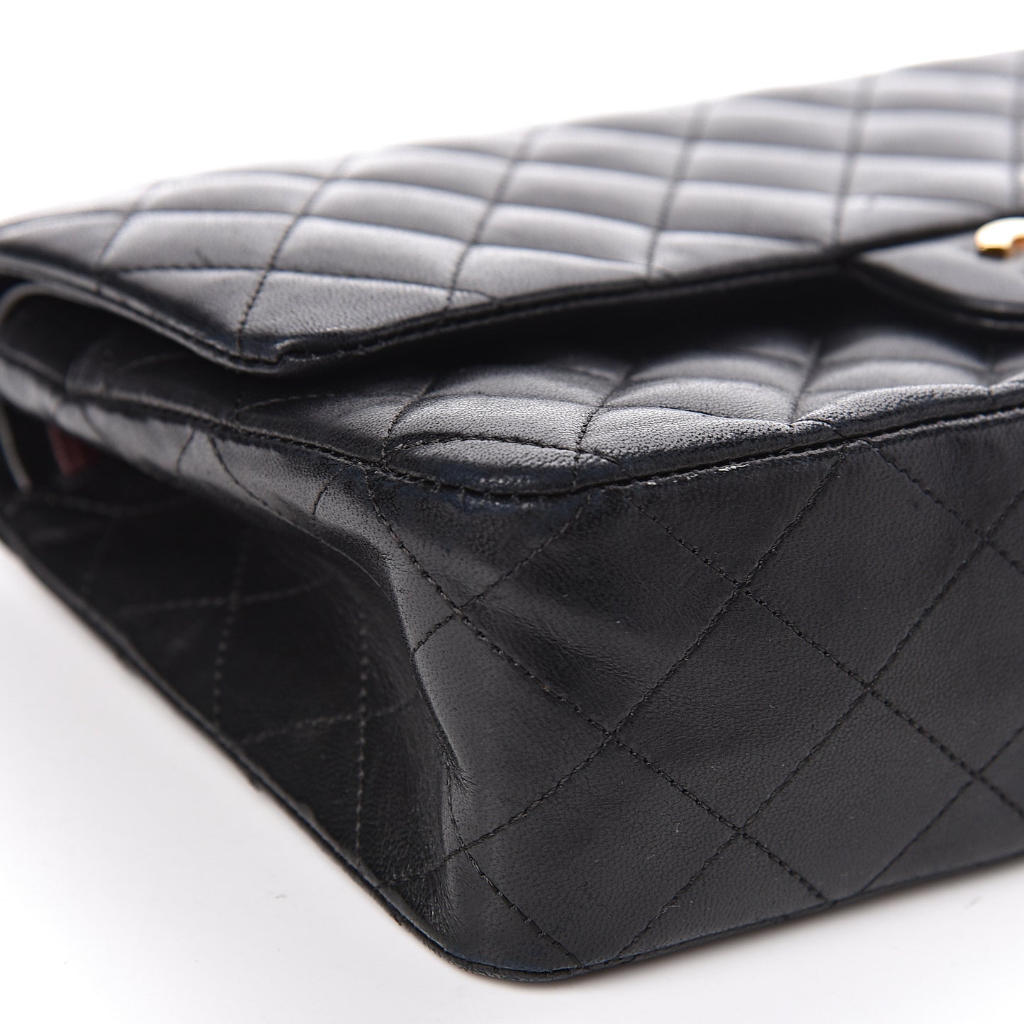 Lambskin Quilted Medium Double Flap Black