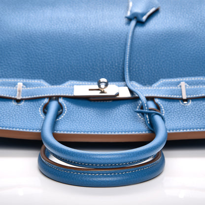Hermes Taurillon Clemence Bi-Color Birkin 30 Mykonos White 9 of 29