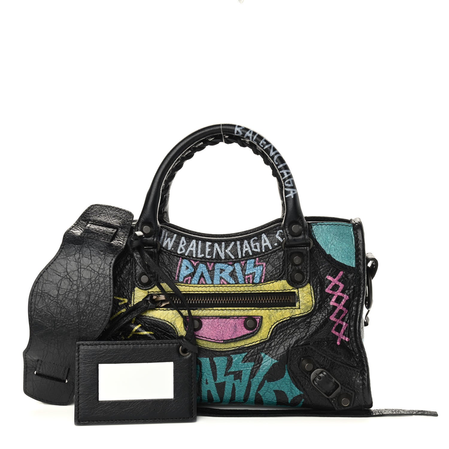 Balenciaga Agneau Arena Graffiti All Over Classic Hardware Mini City Black Multicolor 1 of 8