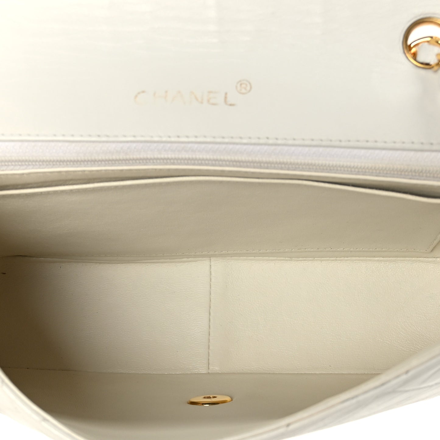 Lambskin Quilted Medium Single Flap White
