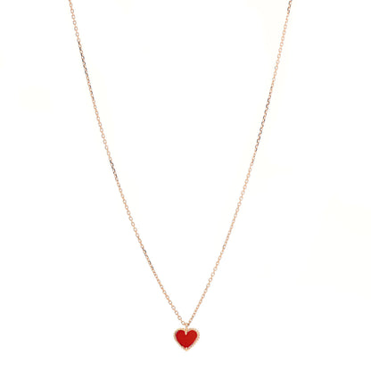 Van Cleef & Arpels 18K Rose Gold Carnelian Sweet Alhambra Heart Pendant Necklace 1 of 6