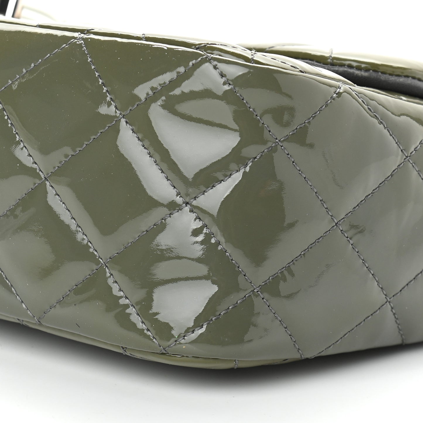 Patent Quilted Jumbo Single Flap Grey