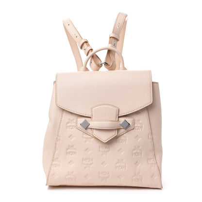 MCM Calfskin Essential Monogram Small Backpack Bisque 1 of 12