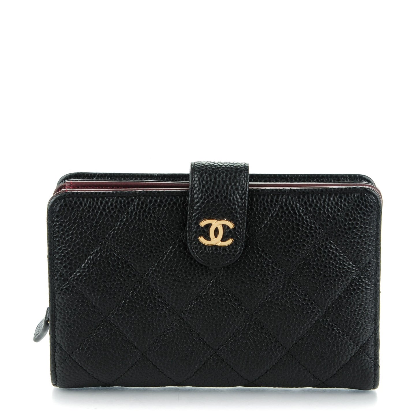 Caviar Quilted Zipped Pocket Wallet Black