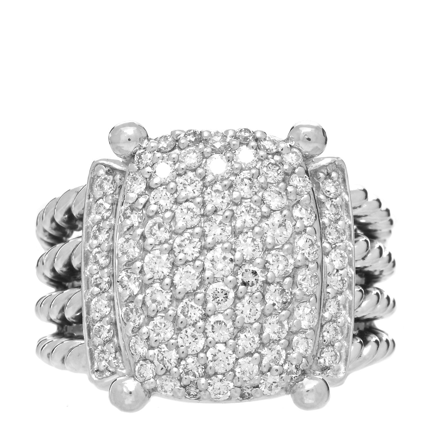 David Yurman Sterling Silver Diamond 16mm Wheaton Ring 54 6.75 1 of 4