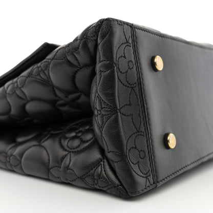 Louis Vuitton Lambskin Flower Quilted Twist Shoulder Bag GM Black 9 of 13