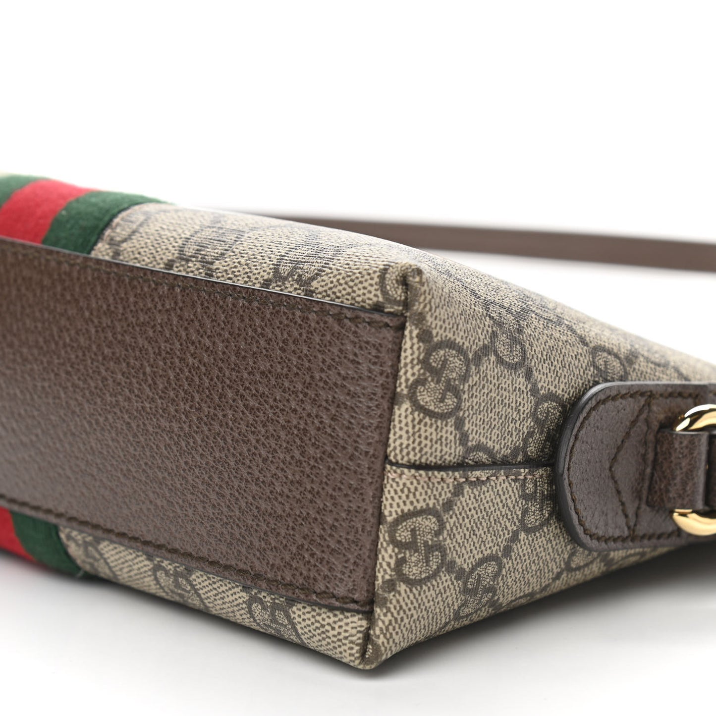 GG Supreme Monogram Textured Dollar Calfskin Web Small Ophidia Dome Shoulder Bag Beige Ebony New Acero